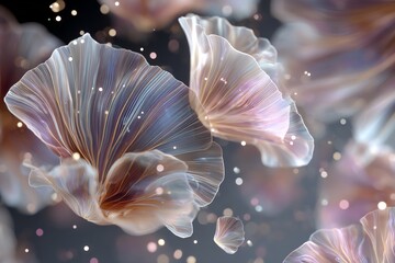 Translucent abstract petals floating, wellness, delicate emotional softness