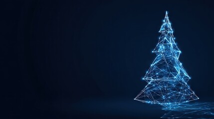 An illuminated Christmas tree composed of interconnected digital points sparkles with holiday magic. It's a blend of technology and festivity.Created with Generative AI, not depicting real subjects.