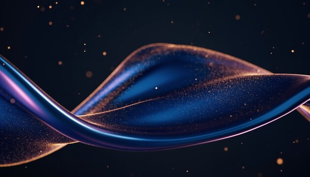 Abstract Blue and Gold Swirling Particle Pattern on Dark Background