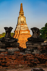 Fototapeta premium Thai Female Model at Thai Temple and Temple Grounds of Ayutthaya 