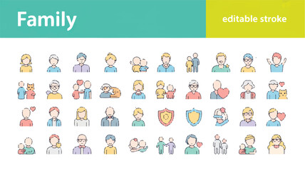 Obraz premium Diverse Family Relationships Vector Icons of Love, Support, and Kinship Bonds
