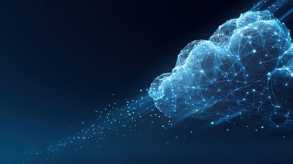 A captivating digital rendering showcases a futuristic cloud emerging from a network. ..Created with Generative AI, not depicting real subjects.