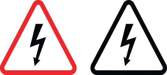 High voltage warning sign set with lightning bolt symbol