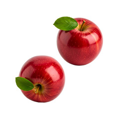 Red apples with bright glossy skin isolated on white background.Clipping path.