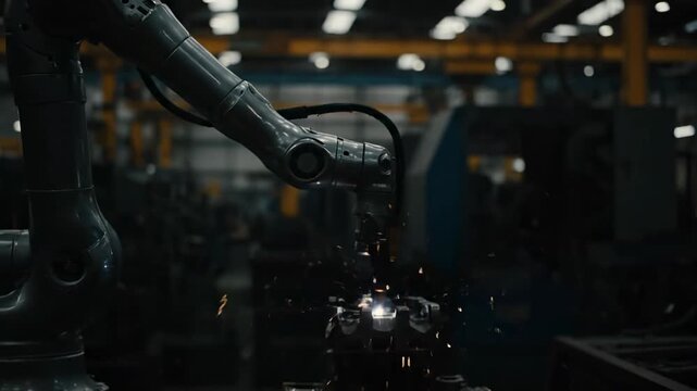 Automated Welding Robot Arm in Factory