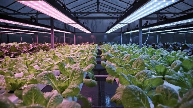 Hydroponic Lettuce Farm with LED Lighting