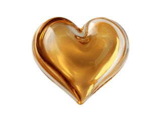 Liquid gold heart transparent glossy, Isolated, Png Transparent Background