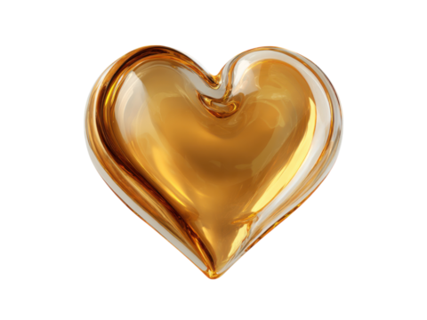 Liquid gold heart transparent glossy, Isolated, Png Transparent Background - Powered by Adobe