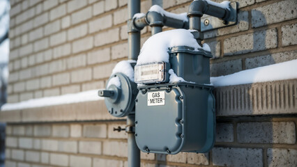 Snow-covered gas meter — Symbol of hidden infrastructure during winter