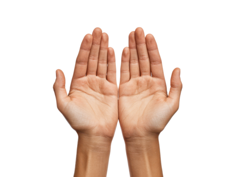 Open palms facing forward against a dark background hands, Isolated, Png Transparent Background