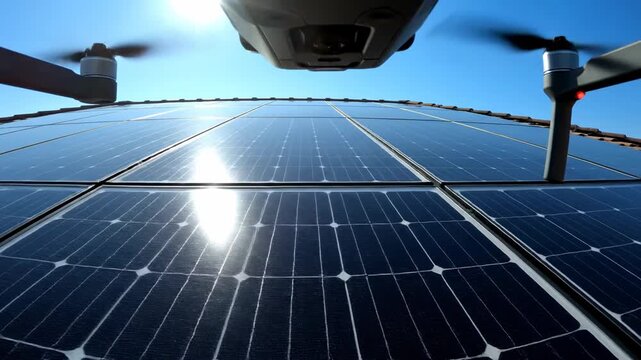 Drone Inspecting Solar Panels for Maintenance