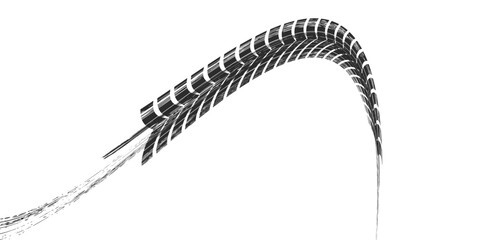 Grunge tire track  wheel braking marks. Truck  car or motorcycle tread pattern silhouette.