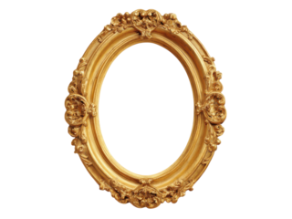 Ornate oval gold picture frame image, Isolated, Png Transparent Background