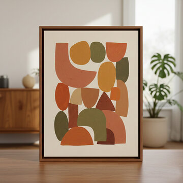 abstract earth tone organic shapes abstract modern geometrymid-century style