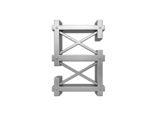 Realistic 3D Rendering of a Silver Metal Bridge Structure Icon Isolated on a Black Background with Detailed Construction Elements and X-Braced Supports