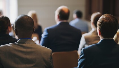 Business People Attending Conference in Formal Attire in Modern Meeting Room