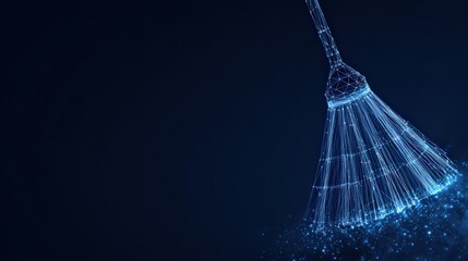 Digital broom sweeping, conceptualizing the act of sweeping with an innovative vision, creating a sense of cleanliness, organization. ..Created with Generative AI, not depicting real subjects.