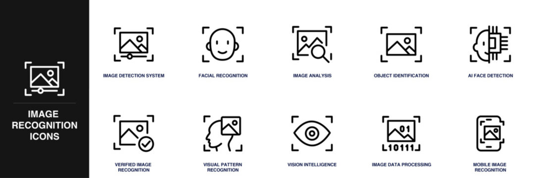 Image Recognition Line Icon Set
