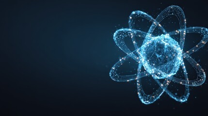 An abstract atom, a striking visualization of molecular bonds. ..Created with Generative AI, not depicting real subjects.