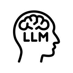 LLM Brain Model Line Icon of Large Language Models Icon Set