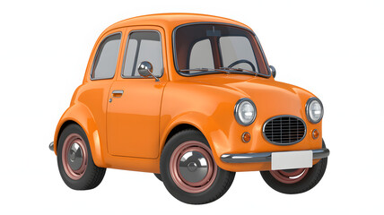 Fototapeta premium Isolated orange cartoon car with a white background and visible details in a studio shot