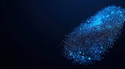 A digital fingerprint glows, representing a secure future in the digital era, hinting at protection and innovative data storage. ..Created with Generative AI, not depicting real subjects.