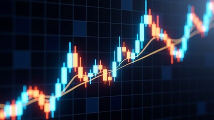 Candlestick chart showing upward market trend