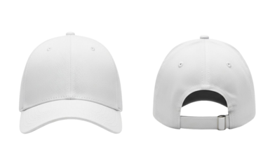 Blank White Baseball Cap Front Back Views Ready for Branding and Customization