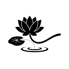 World Wetlands Lotus flower with curved stem and leaf vector art © AnilChandra