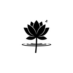 World Wetlands Lotus bloom with insect silhouette isolated