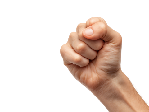 Clenched fist raised against black hand human, Isolated, Png Transparent Background - Powered by Adobe