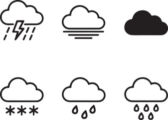 Weather Icons Set ,  High-Quality Cloud, Rain, Snow, Storm
