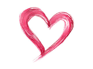 Vibrant pink brushstroke heart shape isolated on black painted love, Isolated, Png Transparent Background