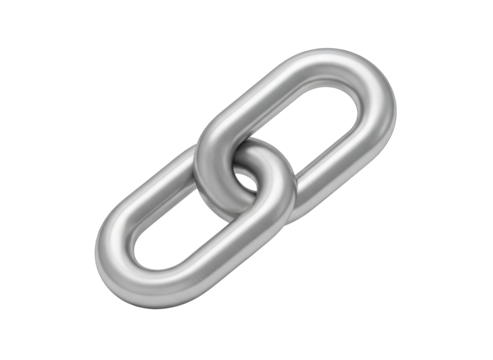 Silver Metal Chain Link Interlocking Connection Symbol Isolated On Transparent Background High Resolution 3D Render