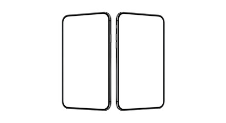 Two modern smartphone outlines isolated on transparent background