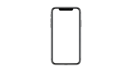 Modern smartphone with blank screen isolated on transparent background