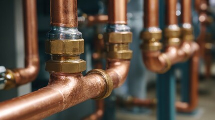 Fototapeta premium Copper pipe system