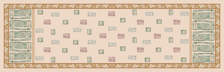 floral elements dupatta design for kurti suit ready to print