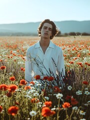 Cinematic Portrait in Wildflower Meadow &ndash; Nature Aesthetic