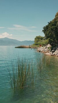 Medium Close Up, Beautiful Summer Lake Scene, Lake Atilan, Guatemala