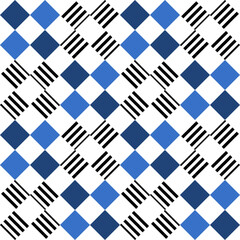 blue plaid fabric texture, blue and black strip texture diamond checkerboard repeat pattern, replete image, design for fabric printing, rhombus 