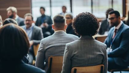 Diverse Business Professionals Attending Conference in Modern Office Meeting Room