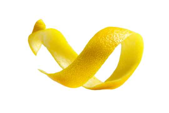 Twisting Lemon Peel Ribbon Isolated on White
