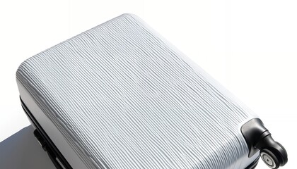 Silver Hard Shell Suitcase with Textured Surface and Black Wheel in Bright Studio Setting