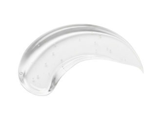Gel smear transparent shiny curved streak isolated clean white background