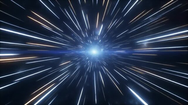 Hyperspace jump warp speed visual fx with shining starburst loop