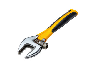 Obraz premium Adjustable wrench yellow black grip metal tool steel, Isolated, Png Transparent Background