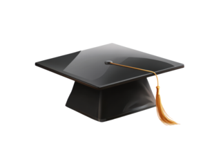 Black academic cap with gold tassel graduation, Isolated, Png Transparent Background