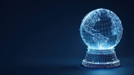 A mesmerizing digital globe illuminates against a deep blue backdrop, representing global interconnectedness and technological advancements. ..Created with Generative AI, not depicting real subjects.