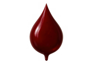 Red blood drop with transparent background symbolizing life, health, donation, and medical concepts